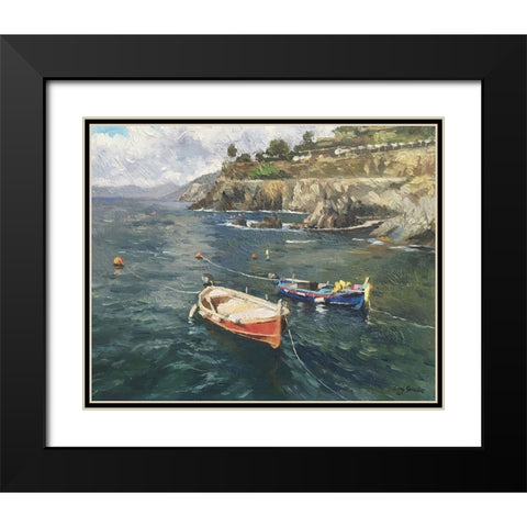 Boats in Italy Black Modern Wood Framed Art Print with Double Matting by Strube, Ling