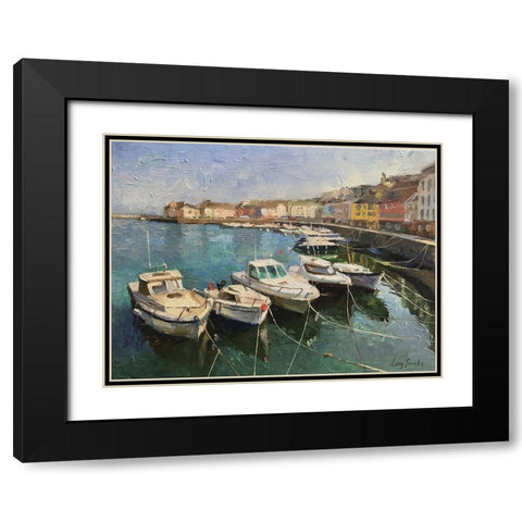 Boats in Belle - Ille Island Black Modern Wood Framed Art Print with Double Matting by Strube, Ling