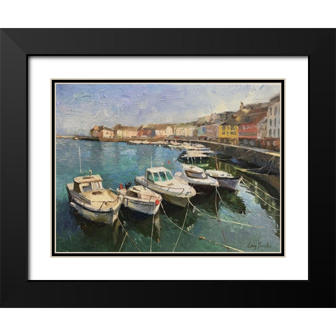 Boats in Belle - Ille Island Black Modern Wood Framed Art Print with Double Matting by Strube, Ling