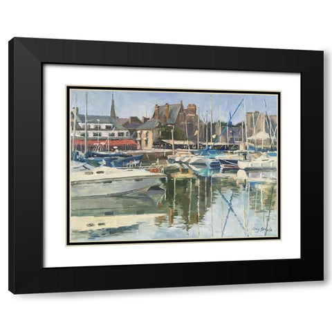 Paimpol Harbour Black Modern Wood Framed Art Print with Double Matting by Strube, Ling