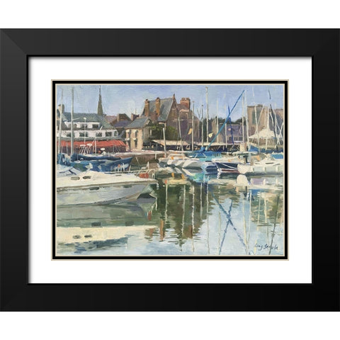 Paimpol Harbour Black Modern Wood Framed Art Print with Double Matting by Strube, Ling