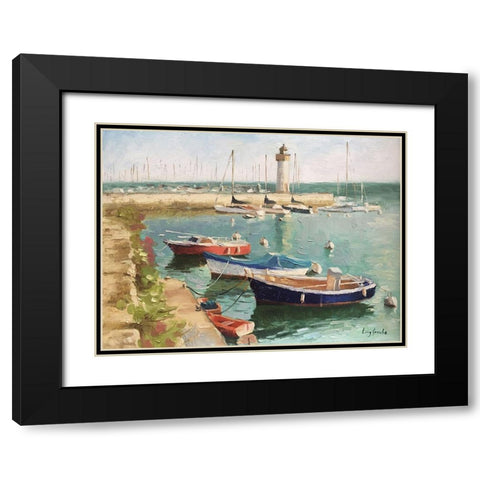 France Harbour Black Modern Wood Framed Art Print with Double Matting by Strube, Ling
