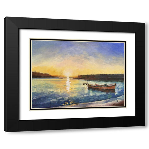 Cefalu, Sicily Sunset Black Modern Wood Framed Art Print with Double Matting by Strube, Ling