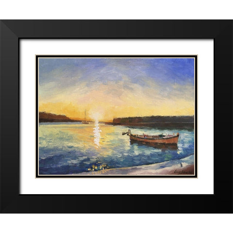 Cefalu, Sicily Sunset Black Modern Wood Framed Art Print with Double Matting by Strube, Ling