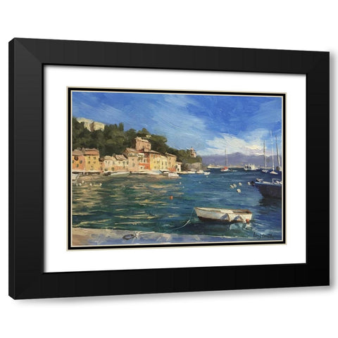Portofino Black Modern Wood Framed Art Print with Double Matting by Strube, Ling