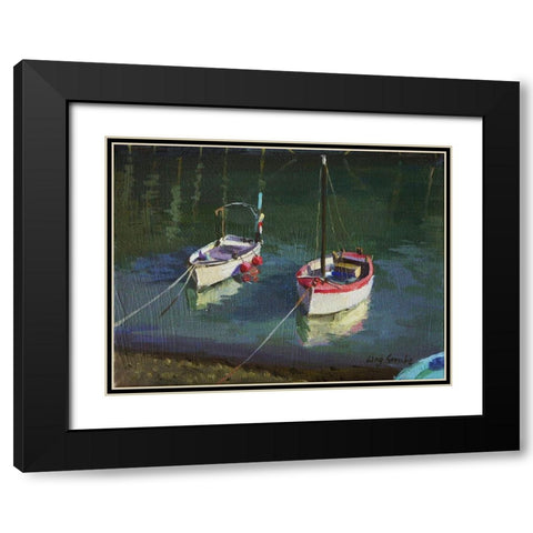 Reflexion Black Modern Wood Framed Art Print with Double Matting by Strube, Ling