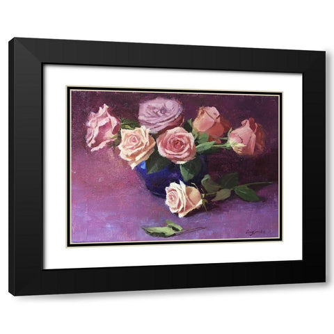 Rose Bouquet II Black Modern Wood Framed Art Print with Double Matting by Strube, Ling