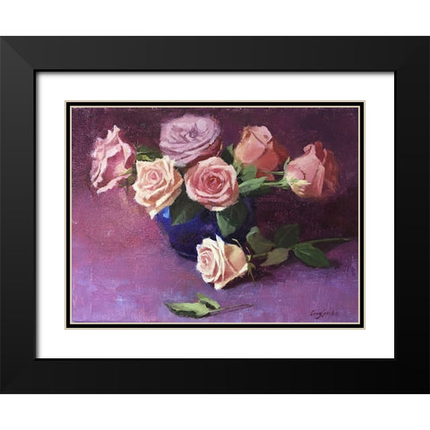Rose Bouquet II Black Modern Wood Framed Art Print with Double Matting by Strube, Ling