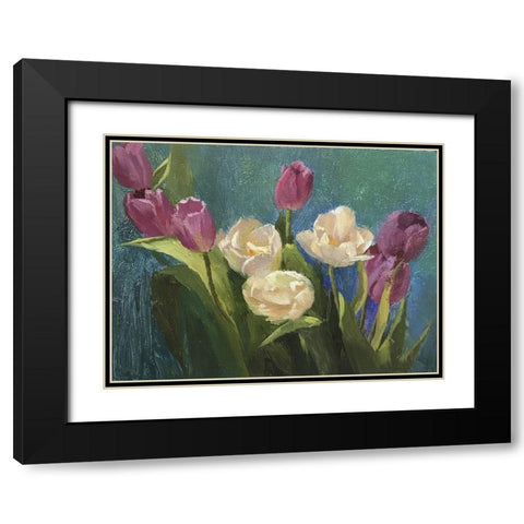 Tulips Black Modern Wood Framed Art Print with Double Matting by Strube, Ling