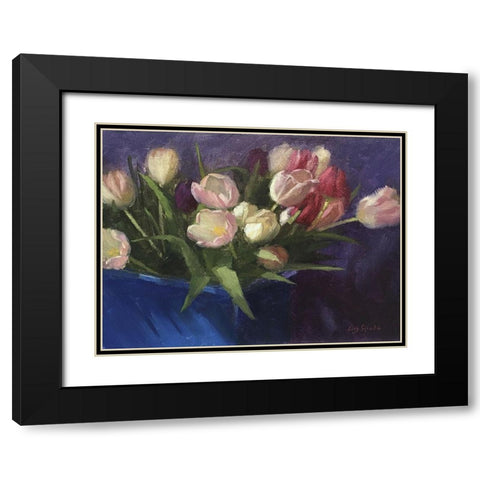 Tulips II Black Modern Wood Framed Art Print with Double Matting by Strube, Ling