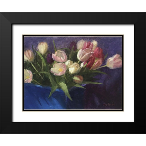 Tulips II Black Modern Wood Framed Art Print with Double Matting by Strube, Ling
