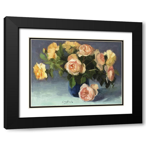 Summer Roses Black Modern Wood Framed Art Print with Double Matting by Strube, Ling