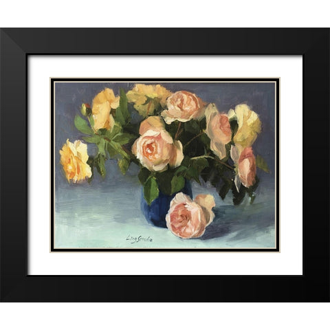 Summer Roses Black Modern Wood Framed Art Print with Double Matting by Strube, Ling