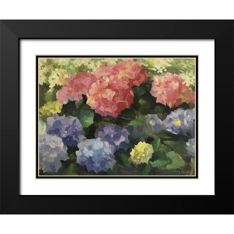 Hydrangeas Black Modern Wood Framed Art Print with Double Matting by Strube, Ling