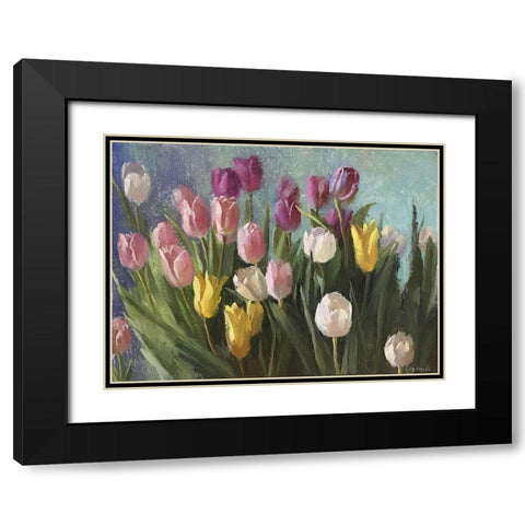 Tulips III Black Modern Wood Framed Art Print with Double Matting by Strube, Ling