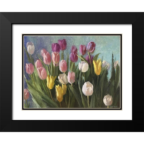 Tulips III Black Modern Wood Framed Art Print with Double Matting by Strube, Ling