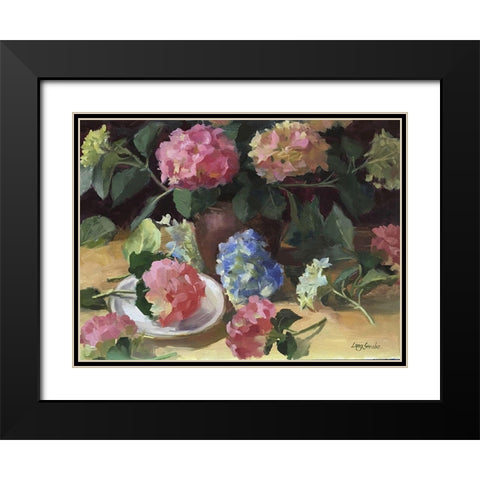 The Hydrangeas Black Modern Wood Framed Art Print with Double Matting by Strube, Ling