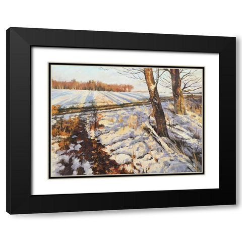 An Evening in Winter Black Modern Wood Framed Art Print with Double Matting by Strube, Ling