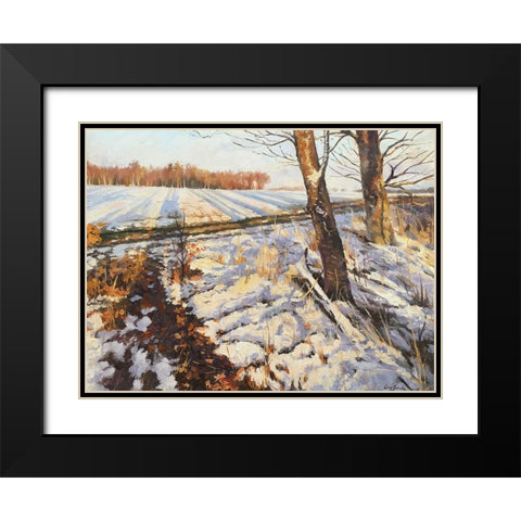 An Evening in Winter Black Modern Wood Framed Art Print with Double Matting by Strube, Ling