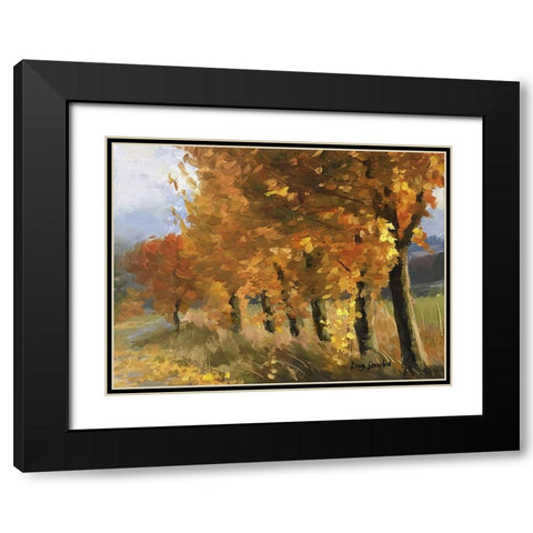Golden Season Black Modern Wood Framed Art Print with Double Matting by Strube, Ling