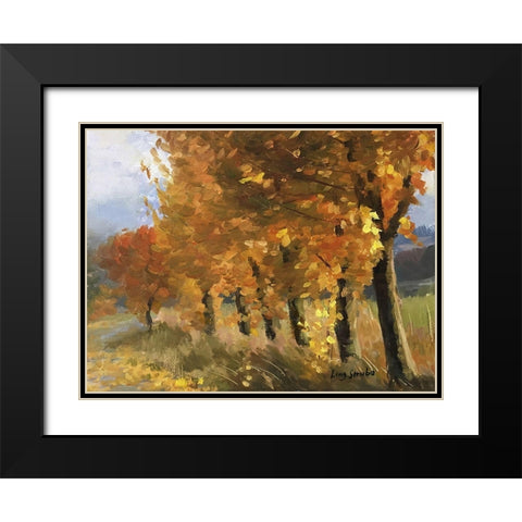 Golden Season Black Modern Wood Framed Art Print with Double Matting by Strube, Ling
