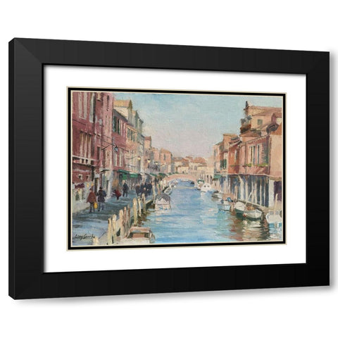 Stroll in Venice IV Black Modern Wood Framed Art Print with Double Matting by Strube, Ling