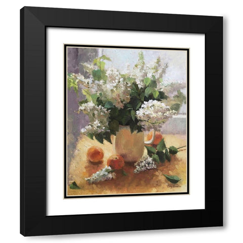 The White Lilac Black Modern Wood Framed Art Print with Double Matting by Strube, Ling