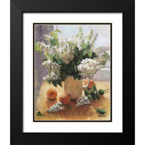 The White Lilac Black Modern Wood Framed Art Print with Double Matting by Strube, Ling