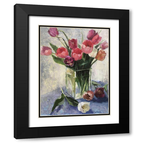 Tulips in Vase II Black Modern Wood Framed Art Print with Double Matting by Strube, Ling