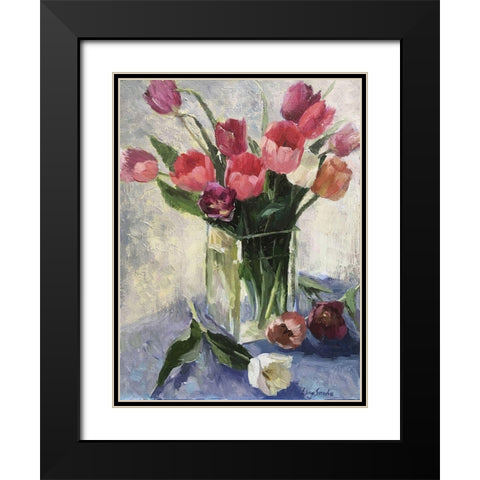 Tulips in Vase II Black Modern Wood Framed Art Print with Double Matting by Strube, Ling