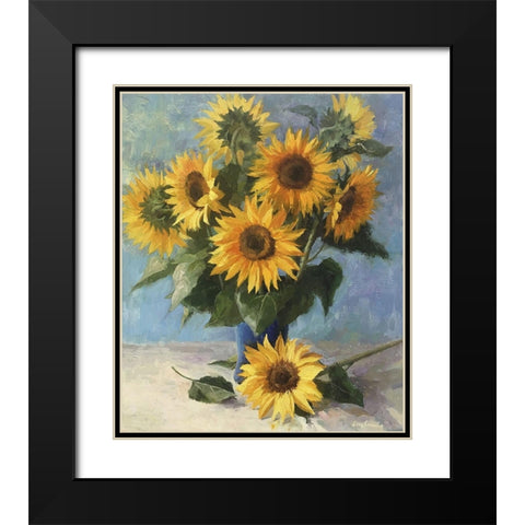 Sunflower Black Modern Wood Framed Art Print with Double Matting by Strube, Ling