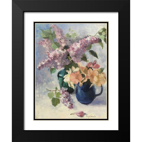 Two Bouquets Black Modern Wood Framed Art Print with Double Matting by Strube, Ling