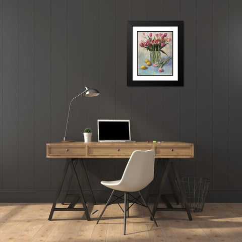 Spring Greetings Black Modern Wood Framed Art Print with Double Matting by Strube, Ling