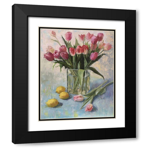 Spring Greetings Black Modern Wood Framed Art Print with Double Matting by Strube, Ling