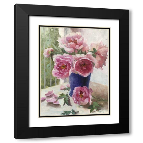 Peony I Black Modern Wood Framed Art Print with Double Matting by Strube, Ling