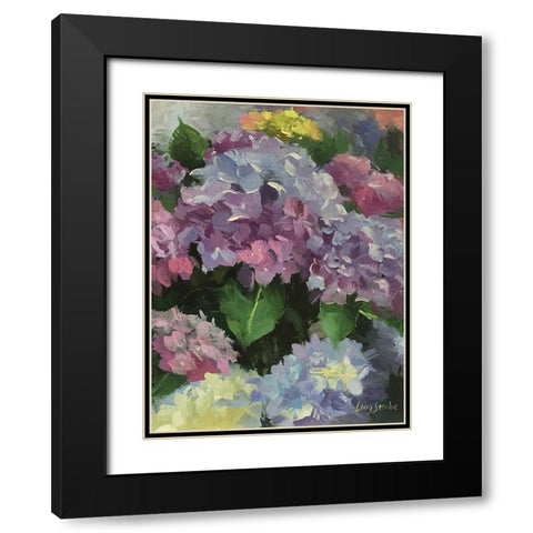 Hydrangea Garden Black Modern Wood Framed Art Print with Double Matting by Strube, Ling