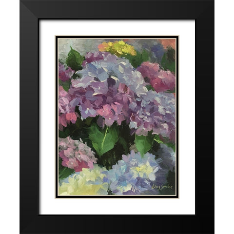Hydrangea Garden Black Modern Wood Framed Art Print with Double Matting by Strube, Ling