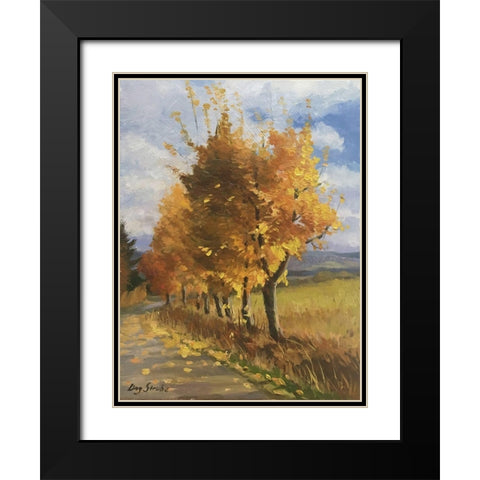 Autumn Tints Black Modern Wood Framed Art Print with Double Matting by Strube, Ling