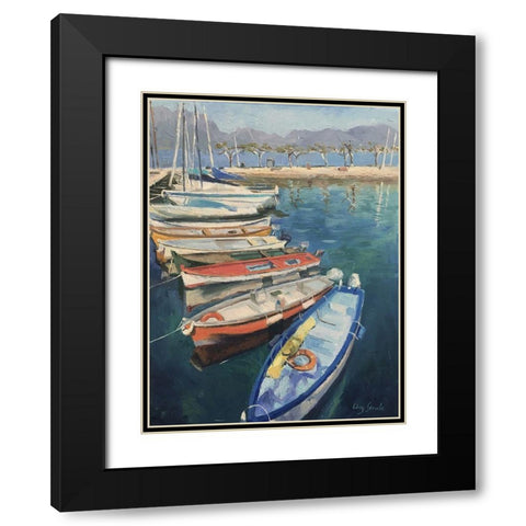 The Harbour in Lake Garda Black Modern Wood Framed Art Print with Double Matting by Strube, Ling