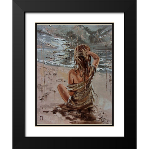 Lonely Time Black Modern Wood Framed Art Print with Double Matting by Luniak, Monika