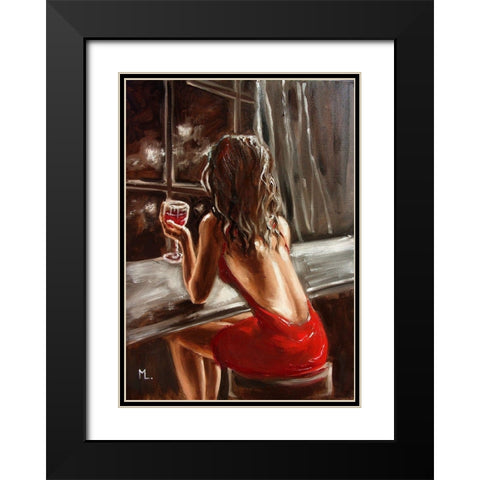 Warm Night Black Modern Wood Framed Art Print with Double Matting by Luniak, Monika