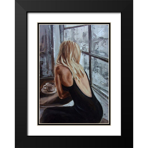 Little Black Black Modern Wood Framed Art Print with Double Matting by Luniak, Monika