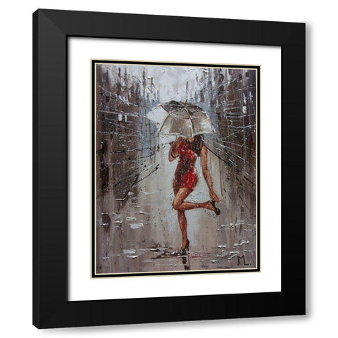 Rain Street Spring Black Modern Wood Framed Art Print with Double Matting by Luniak, Monika