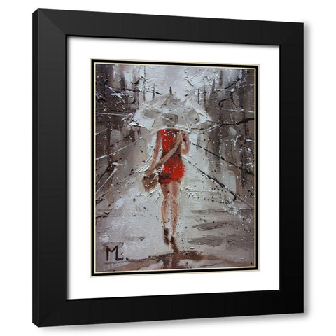 Rain Street Summer Black Modern Wood Framed Art Print with Double Matting by Luniak, Monika