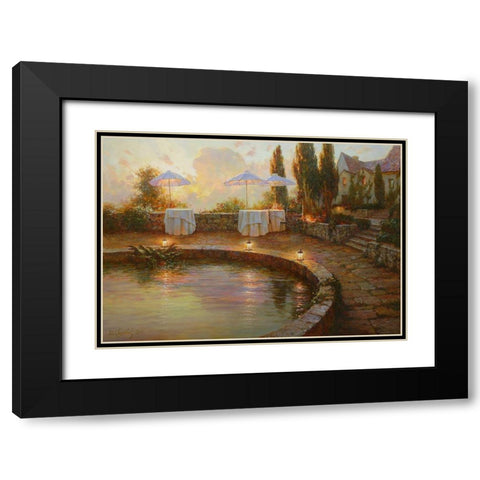 Lanterns Black Modern Wood Framed Art Print with Double Matting by Obuchovsky, Yury