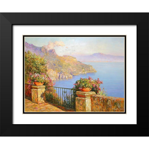 Town Ravello Black Modern Wood Framed Art Print with Double Matting by Obuchovsky, Yury