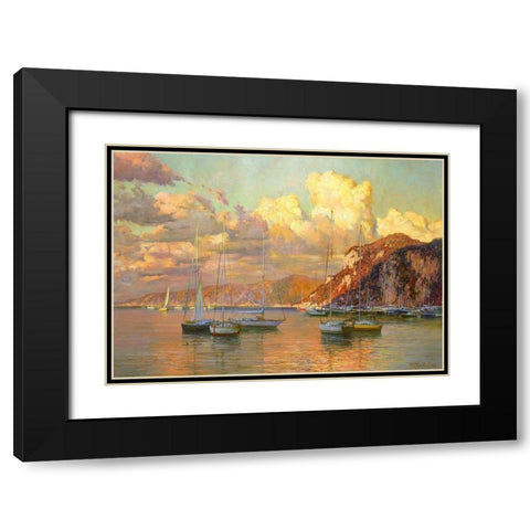Capri. Clouds over the Sea Black Modern Wood Framed Art Print with Double Matting by Obuchovsky, Yury