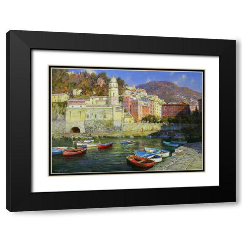 Vernazza Black Modern Wood Framed Art Print with Double Matting by Obuchovsky, Yury