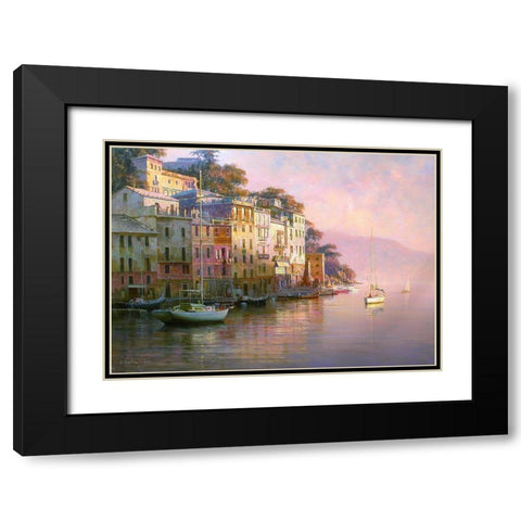 Portofino Black Modern Wood Framed Art Print with Double Matting by Obuchovsky, Yury