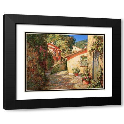 Small street in Portofino Black Modern Wood Framed Art Print with Double Matting by Obuchovsky, Yury